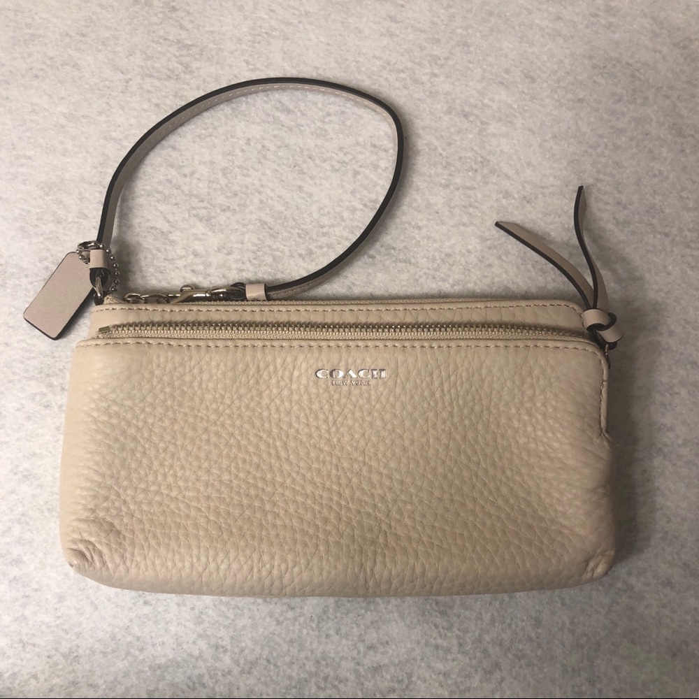 Coach Leather Wristlet Purse - Cream